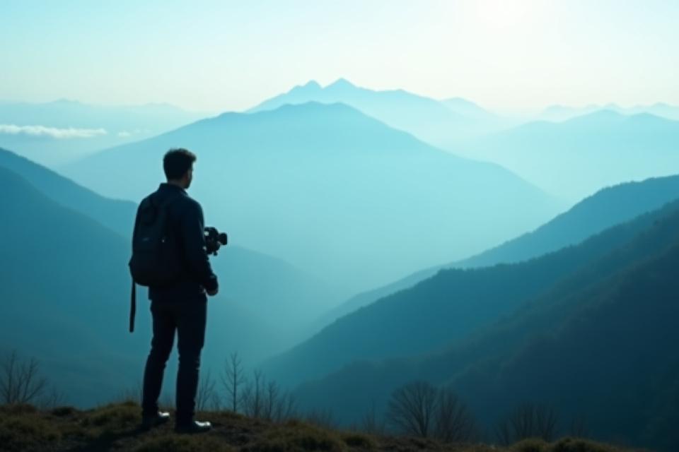 講師が長野の山々を眺める様子