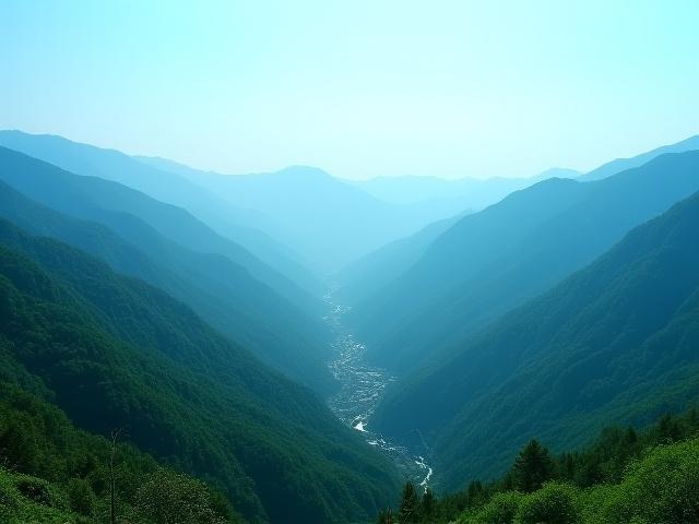 日本の美しい谷の広大な景色