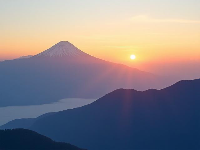日本アルプスの壮大な日の出風景